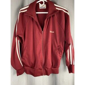 Vintage Wilson Mens Chest Sz L? 43" Retro Maroon Zip-Up Track-Jacket Sportswear
